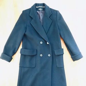 Great quality 90s long navy-blue wool coat
